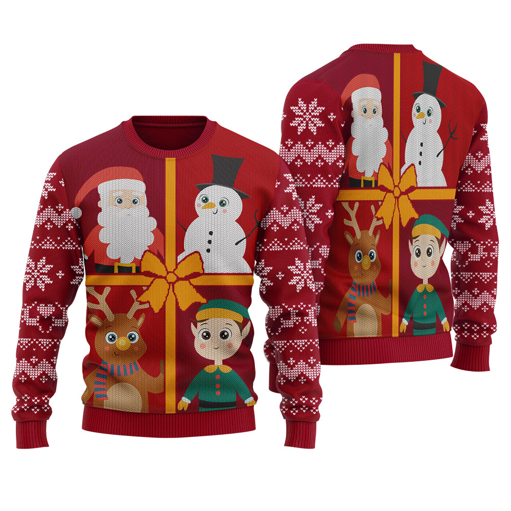 Santa Squad Ugly Christmas Sweater Cardinal Red