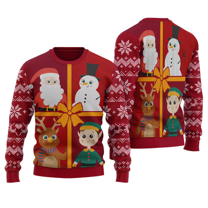 Santa Squad Ugly Christmas Sweater Cardinal Red