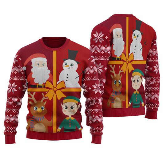 Santa Squad Ugly Christmas Sweater Cardinal Red