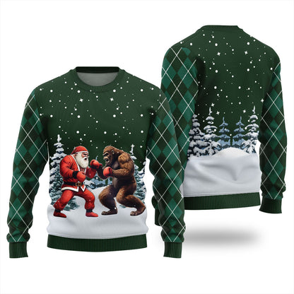 Santa Vs Bigfoot Boxing Ugly Holiday Sweater