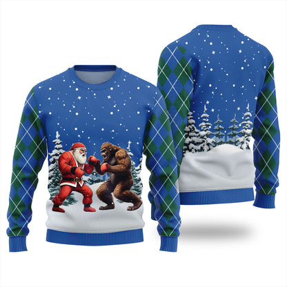 Santa Vs Bigfoot Boxing Ugly Holiday Sweater