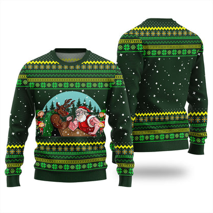 Santa Vs Reindeer Arm Wrestling Ugly Sweater