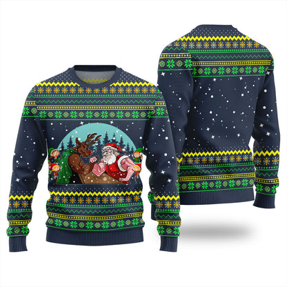 Santa Vs Reindeer Arm Wrestling Ugly Sweater