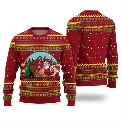 Santa Vs Reindeer Arm Wrestling Ugly Sweater