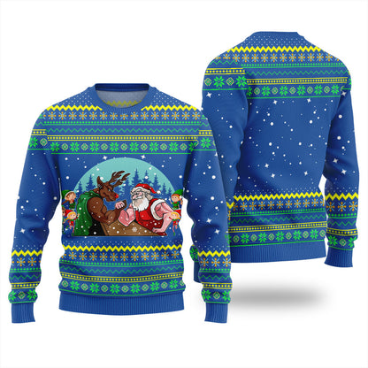 Santa Vs Reindeer Arm Wrestling Ugly Sweater