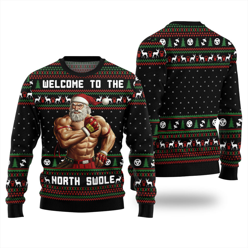 Santa Welcome To The North Swole Ugly Christmas Sweater For Women