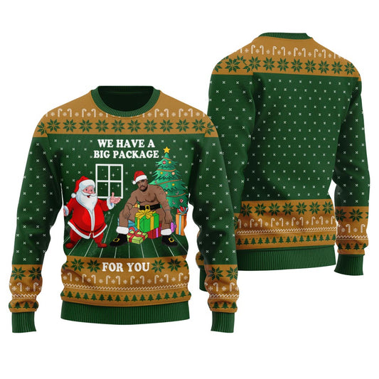 Santa With Bigfoot Ugly Christmas Sweater For Men