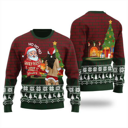 Santa Playing With Hotgirl Ugly HO HO HO Sweater For Women