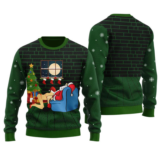 Santa With Sexy Girl Men's Ugly Christmas Sweater