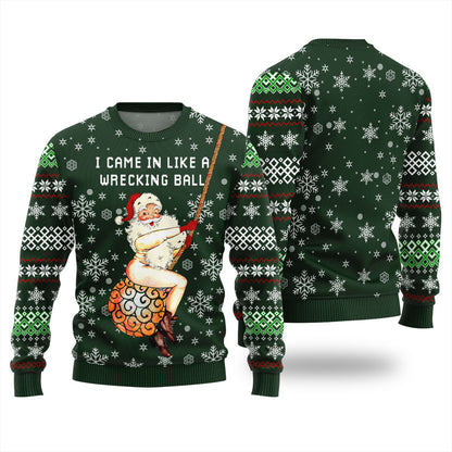 Santa Wrecking Ball Ugly Christmas Sweater