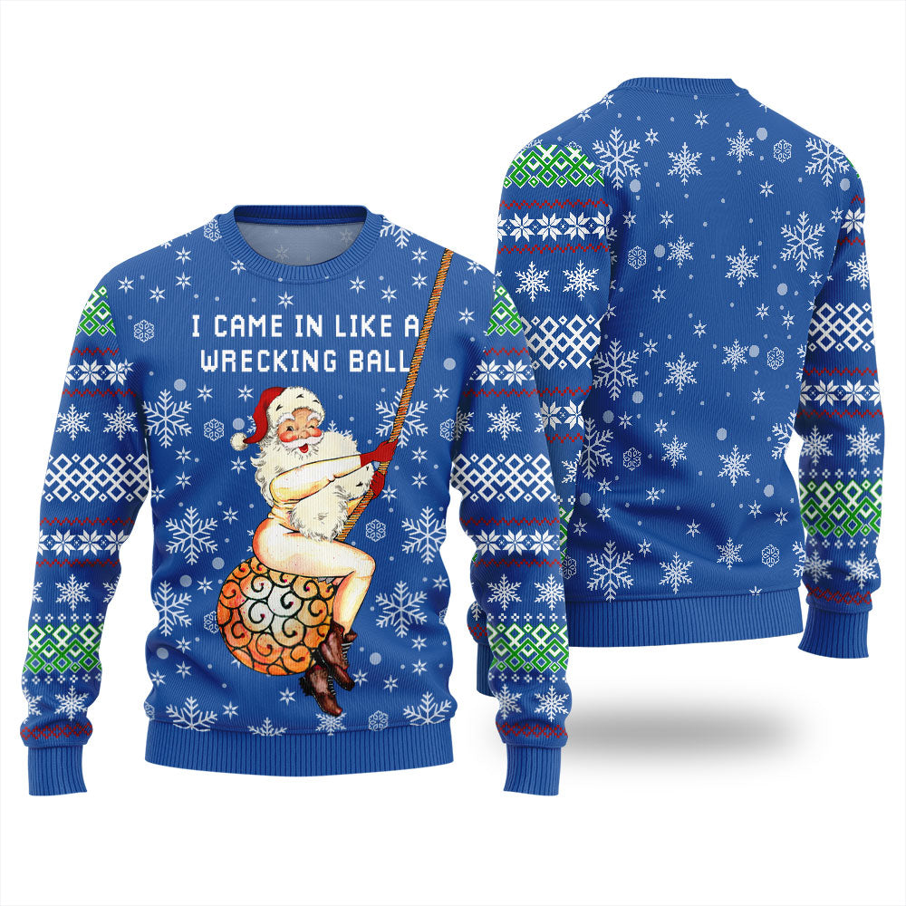 Santa Wrecking Ball Ugly Christmas Sweater