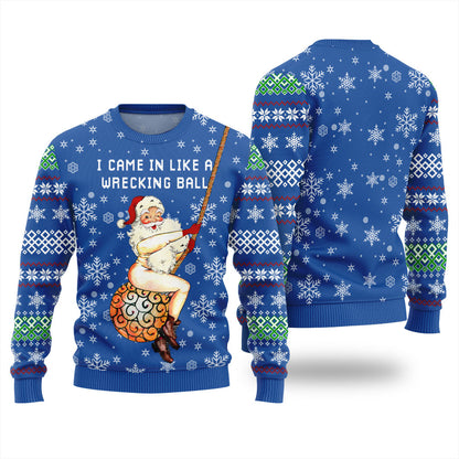 Santa Wrecking Ball Ugly Christmas Sweater