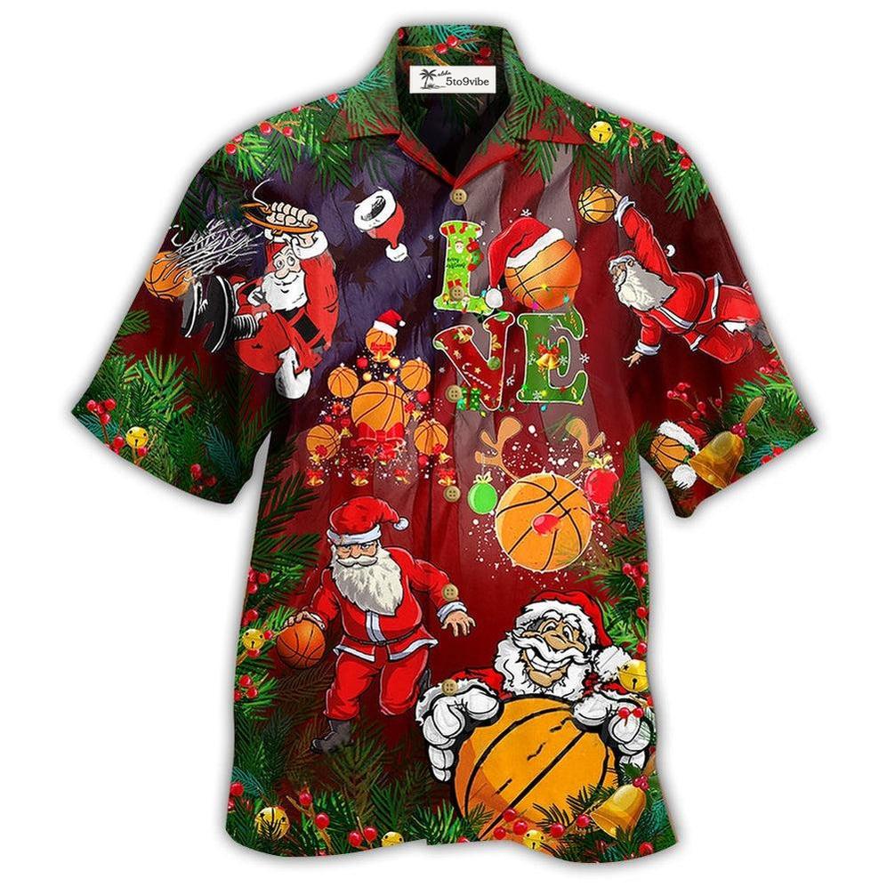 Hawaiian Shirt / Adults / S Basketball Santa Love Basketball - Hawaiian Shirt 