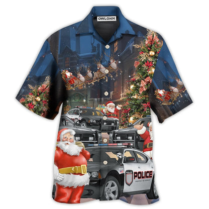 Hawaiian Shirt / Adults / S Police Car Santa Merry Christmas - Hawaiian Shirt 