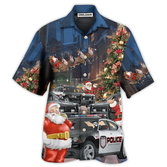 Hawaiian Shirt / Adults / S Police Car Santa Merry Christmas - Hawaiian Shirt 