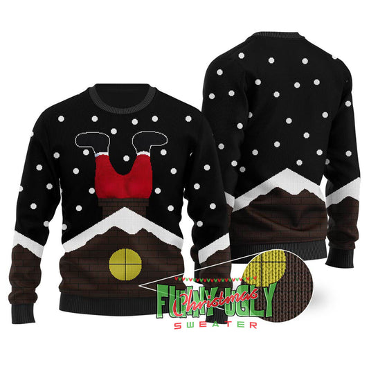 Santaâ€™s Stuck Down The Chimney Tonight Christmas Sweater Black