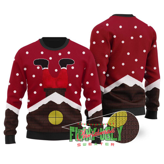 Santaâ€™s Stuck Down The Chimney Tonight Christmas Sweater Cardinal Red