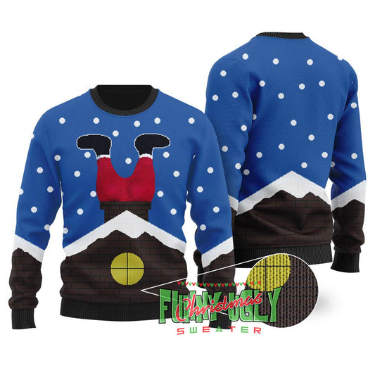 Santaâ€™s Stuck Down The Chimney Tonight Christmas Sweater Royal