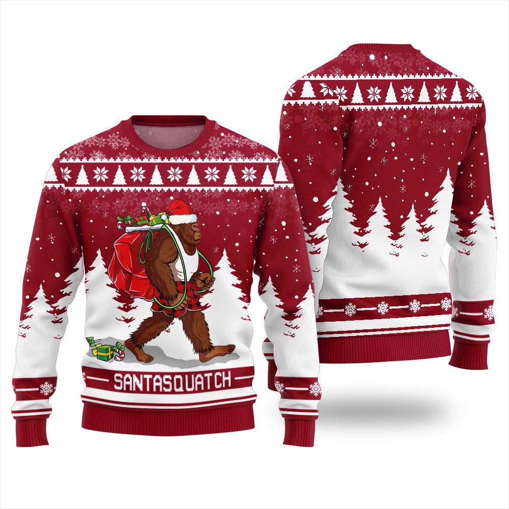 Santasquatch Bigfoot Christmas Ugly Sweater Womens