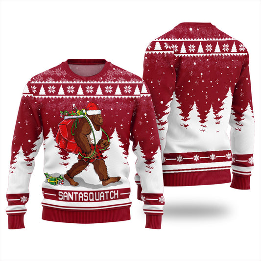 Santasquatch Bigfoot Christmas Ugly Sweater Womens
