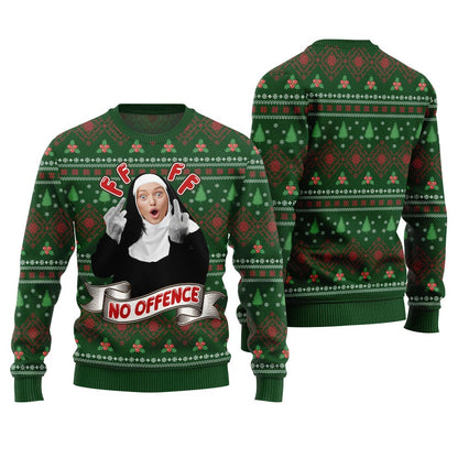Savage Custom Face No Offence Funny Ugly Christmas Sweater