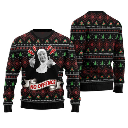 Savage No Offence Funny Ugly Christmas Sweater
