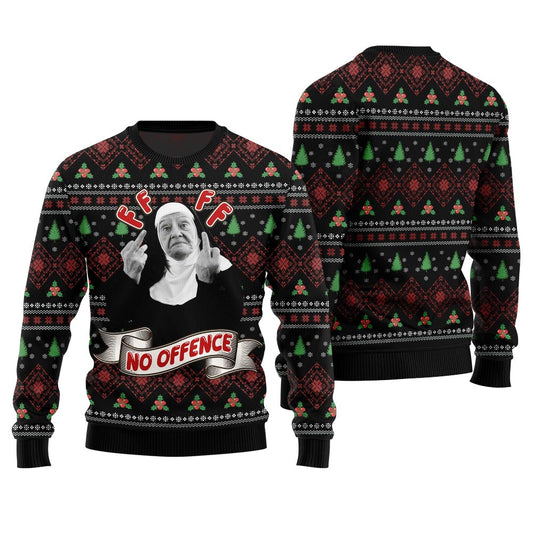Savage No Offence Funny Ugly Christmas Sweater