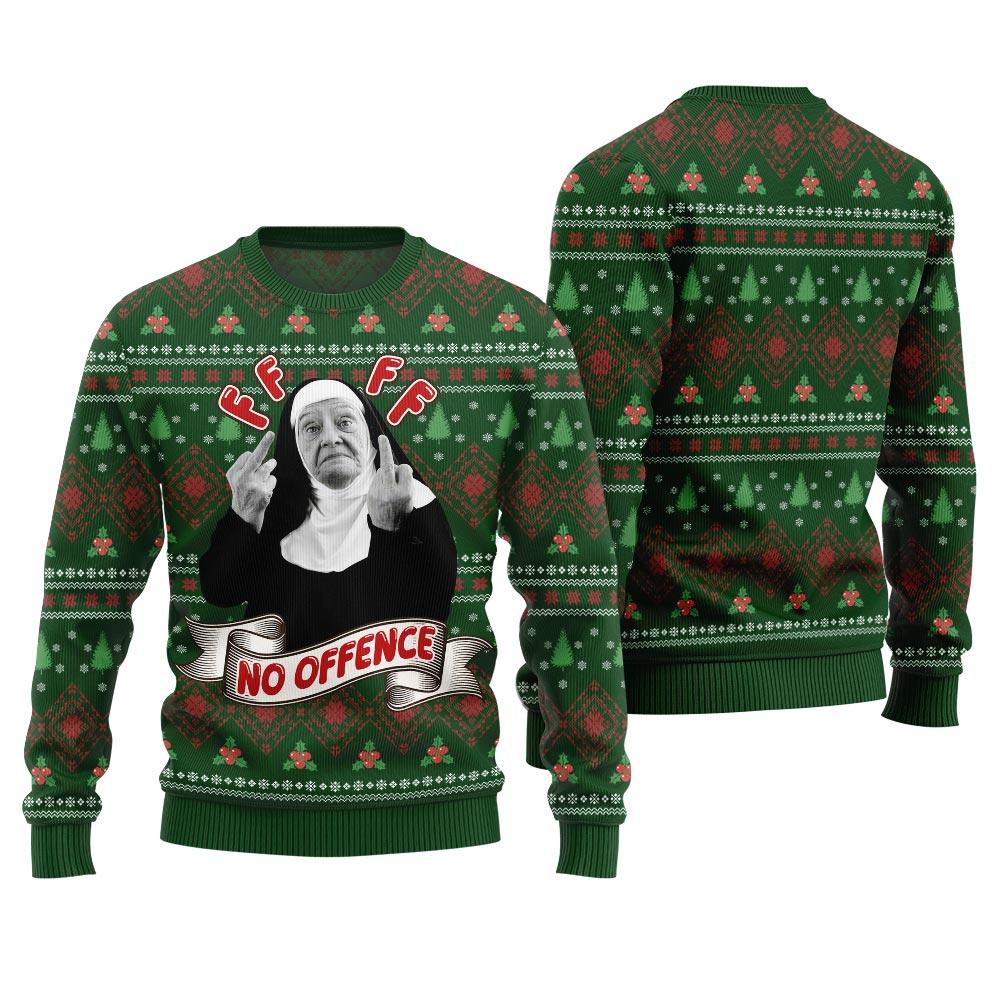Savage No Offence Funny Ugly Christmas Sweater