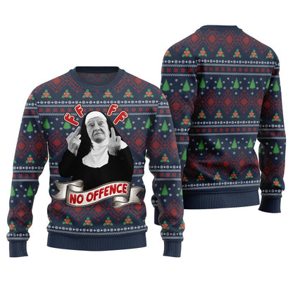 Savage No Offence Funny Ugly Christmas Sweater