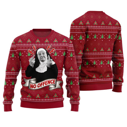 Savage No Offence Funny Ugly Christmas Sweater