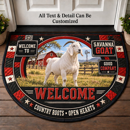Savanna Goat Personalized Half Round Mat | 5To9Vibe
