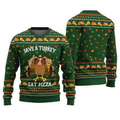 Save A Turkey Eat A Pizza Sweater Thanksgiving