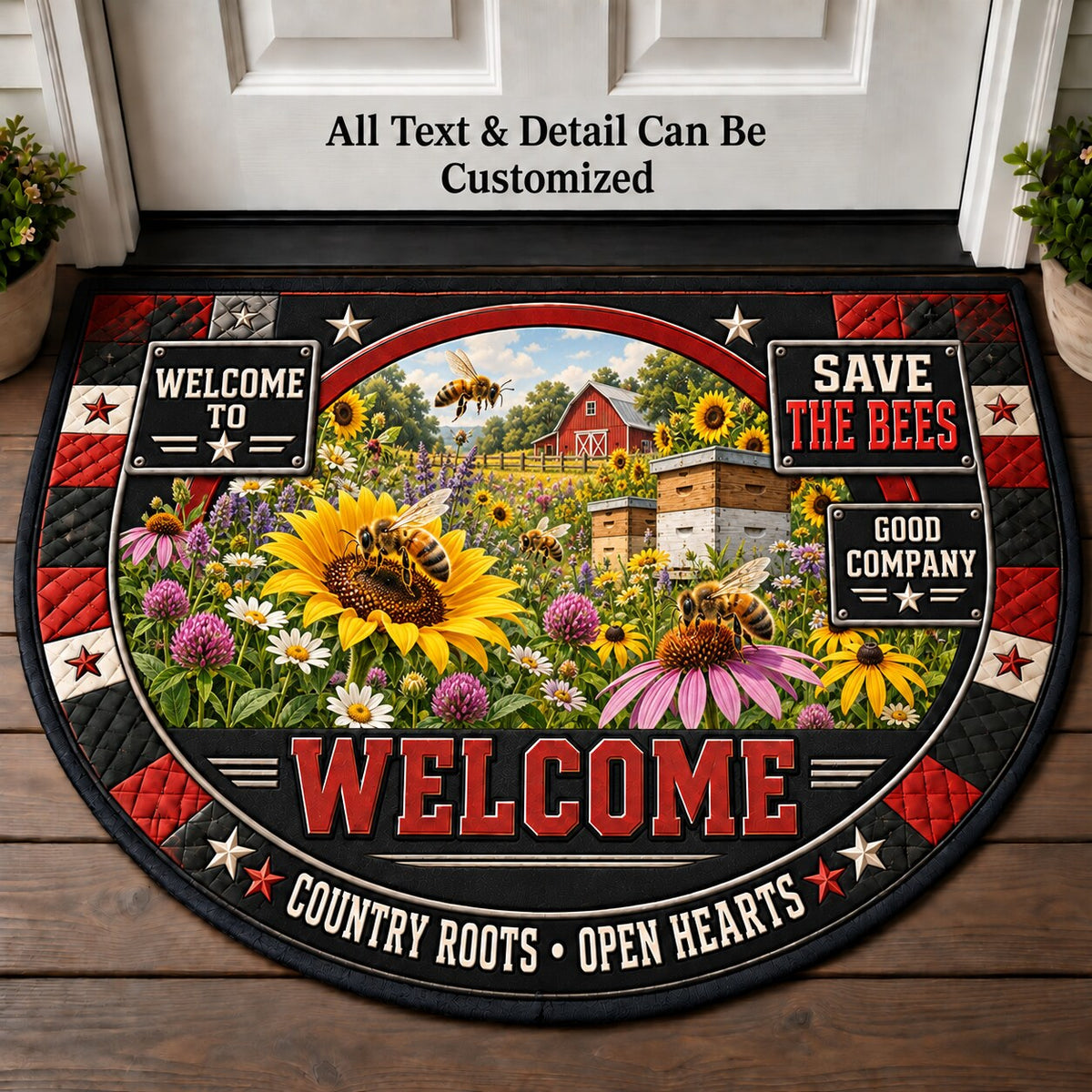 Save the Bees Personalized Half Round Mat | 5To9Vibe