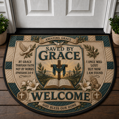 Jesus Welcome Mat - With God All Things Are Possible Christian Shield Doormat - 5to9vibe