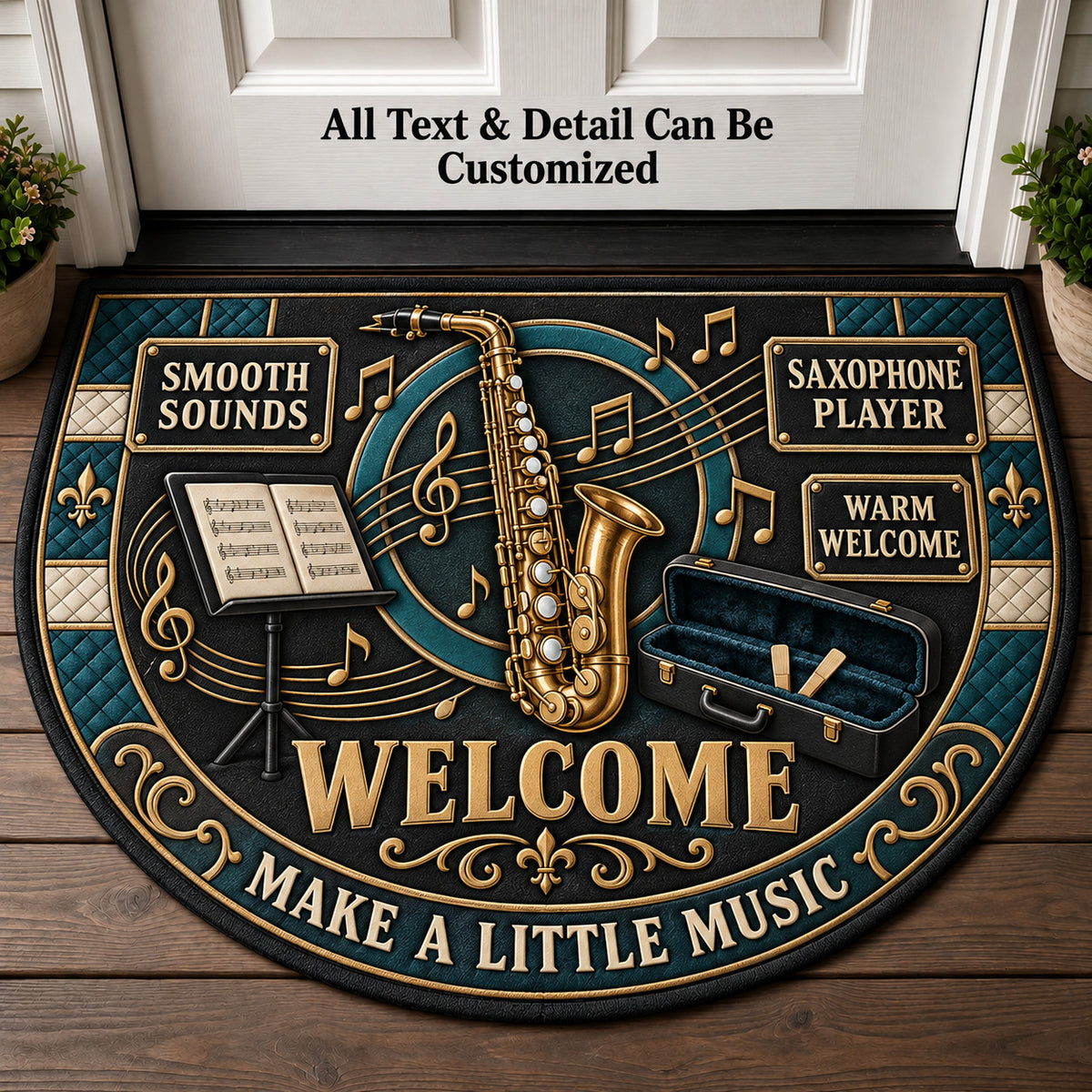 Saxophone Player Personalized Half Round Mat | 5To9Vibe