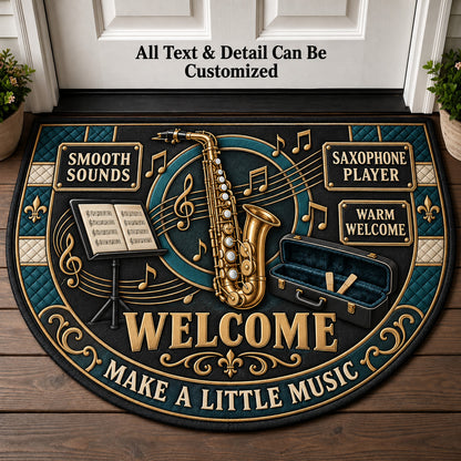 Saxophone Player Personalized Half Round Mat | 5To9Vibe