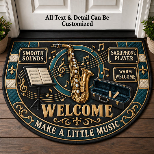 Saxophone Player Personalized Half Round Mat | 5To9Vibe