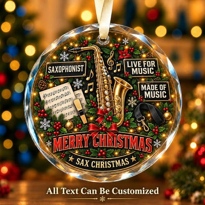 Saxophonist Personalized Glass Ornament | 5To9Vibe