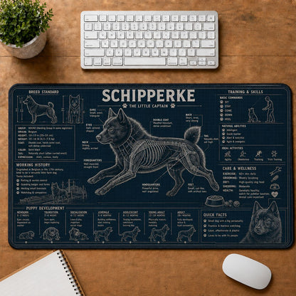Schipperke Dog Breed Visual Guide Desk Mat | 5To9Vibe