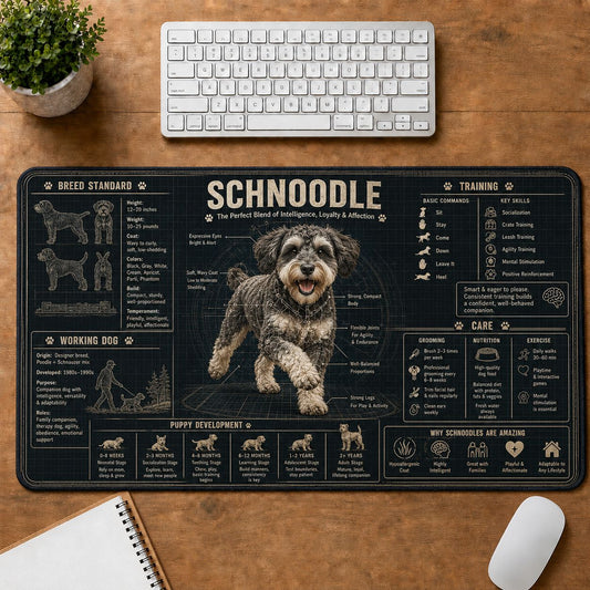 Schnoodle Dog Breed Visual Guide Desk Mat | 5To9Vibe