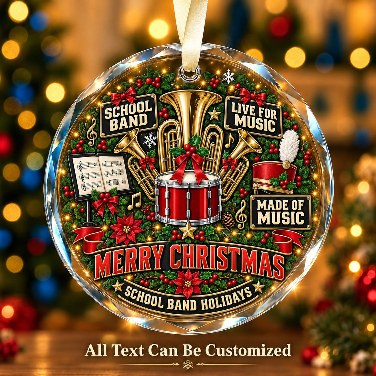 School Band Personalized Glass Ornament | 5To9Vibe