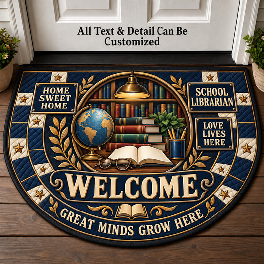 School Librarian Personalized Half Round Mat | 5To9Vibe
