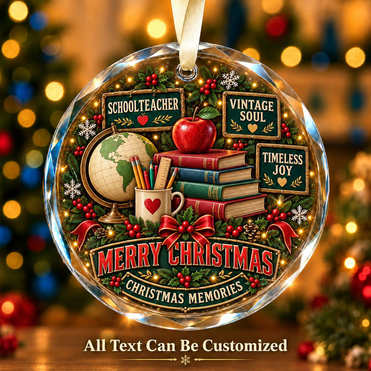 Schoolteacher Personalized Glass Ornament | 5To9Vibe