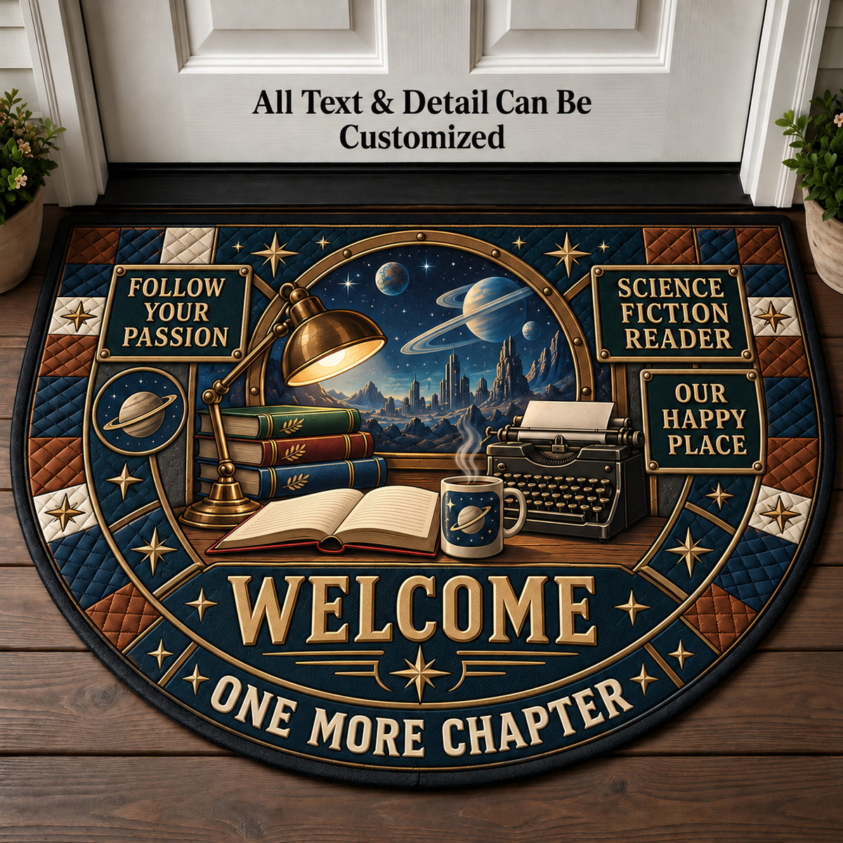 Science Fiction Reader Personalized Half Round Mat | 5To9Vibe