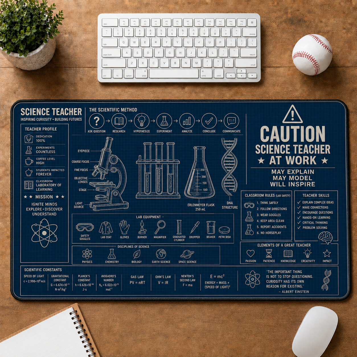 English Teacher Blueprint Large Desk Mat - Grammar & Sentence Anatomy Plus Size Mouse Pad - 5to9vibe
