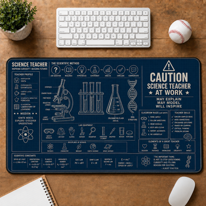 English Teacher Blueprint Large Desk Mat - Grammar & Sentence Anatomy Plus Size Mouse Pad - 5to9vibe