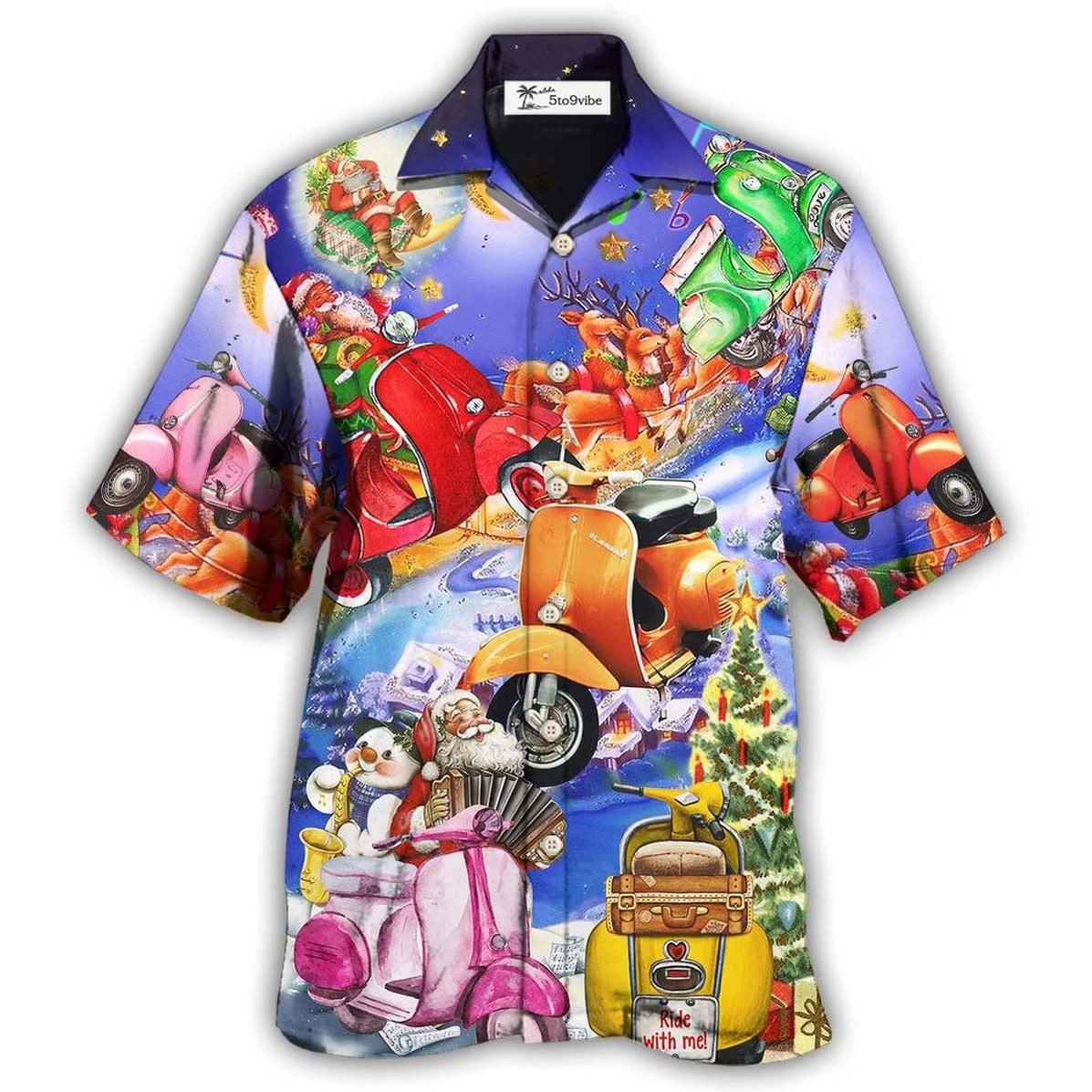 Hawaiian Shirt / Adults / S Scooter Chill With Your Scooters By Greece Beach Christmas With Purple - Hawaiian Shirt 