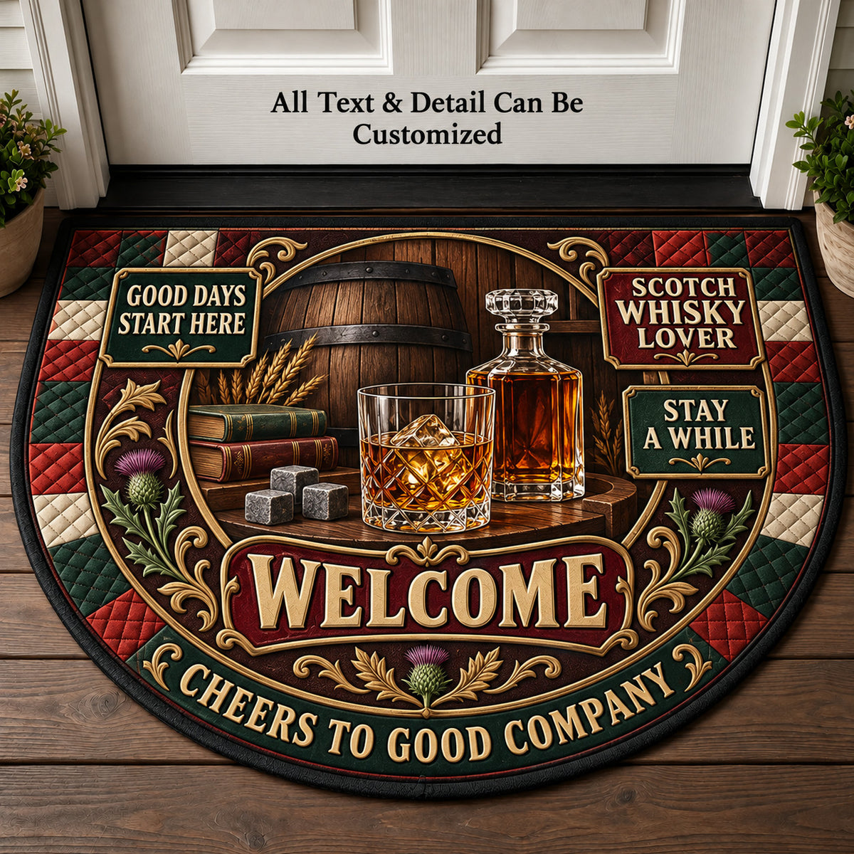 Scotch Whisky Lover Personalized Half Round Mat | 5To9Vibe