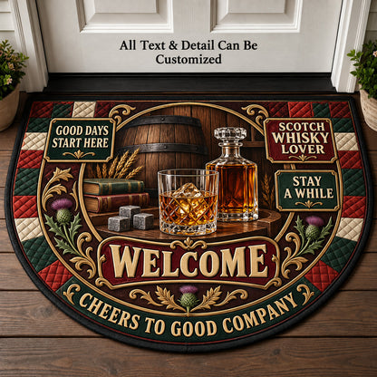 Scotch Whisky Lover Personalized Half Round Mat | 5To9Vibe