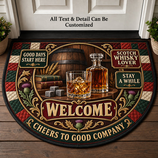 Scotch Whisky Lover Personalized Half Round Mat | 5To9Vibe